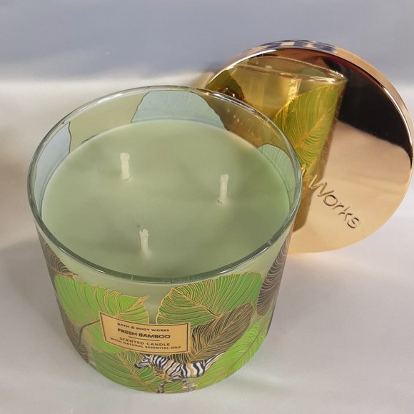 BATH & BODY WORKS 3-WICK 'FRESH BAMBOO' SCENTED CANDLE 'EXOTIC JUNGLE COLLECTION - Picture 9 of 11